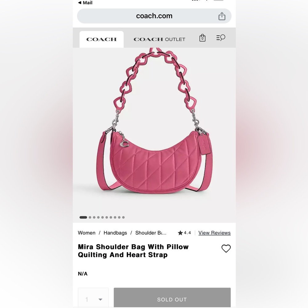 Coach Mira Quilted Pillow Shoulder Bag in Hot Pink